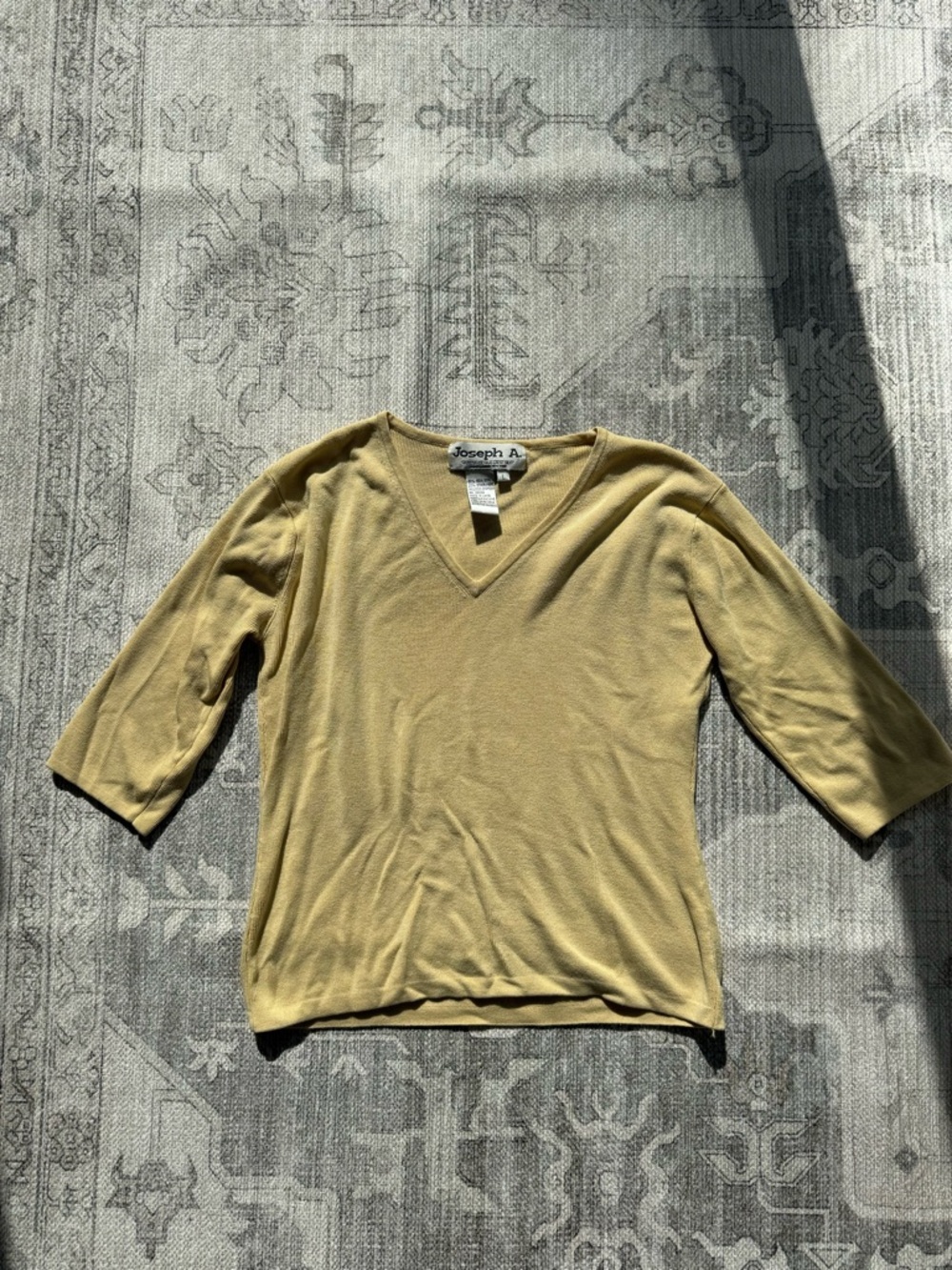 SILK Joseph A. Lightweight V-Neck Top in Mustard